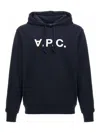 Apc A.p.c. Milo Hoodie With Flocked Logo Print In Blue