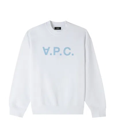 Apc A.p.c. Vpc Logo Oversized Sweatshirt In White / Blue