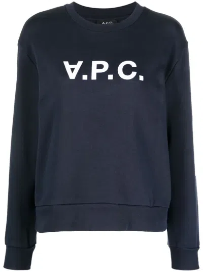 Apc Elisa Vpc Logo Sweatshirt In Inverted Print In Blue