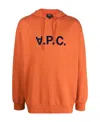 Apc A.p.c. Logo Printed Drawstring Hoodie In Red