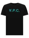 Apc A. P.c. Solid Color Crew-neck T-shirt With Flocked Logo In Black
