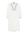Apc Embroidered V-neck Cotton Midi Dress In White