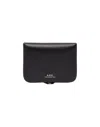 Apc Compact Leather Coin Purse With Subtle Logo In Black