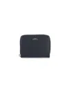 Apc A.p.c. Black Zip Leather Wallet In Black