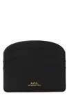 Apc Woman's Demi Lune Black Hammered Leather Cardholder In Black