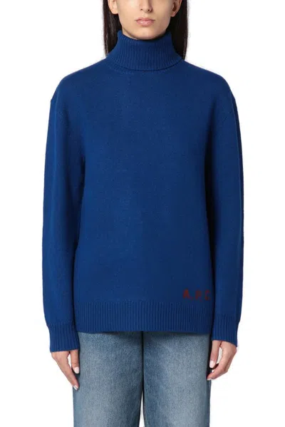 Apc A.p.c.  Blue Wool Turtleneck Sweater