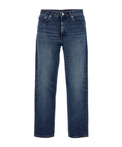 Apc Washed Straight Jeans In Denim