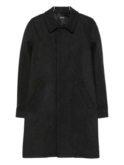 Apc Welt-pocket Wool-blend Coat In Black