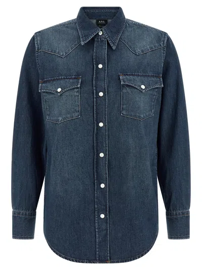 A.p.c. Western Denim Shirt In Indigo