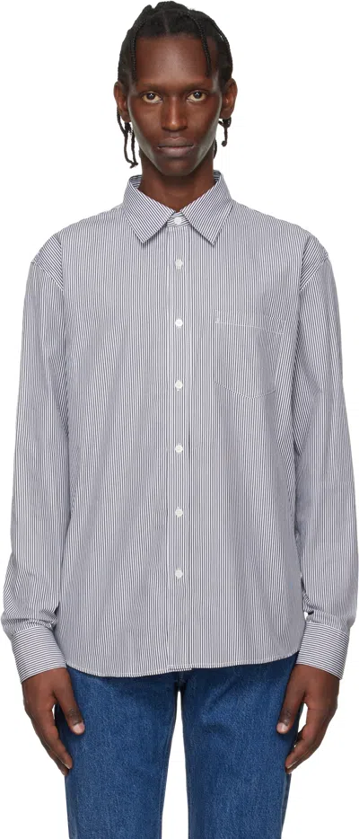 A.p.c. White & Black Owen Shirt In Gray