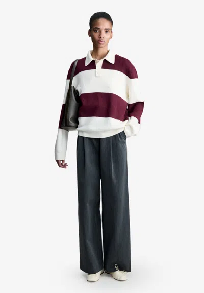 A.p.c. White And Burgundy Wool Rugby Polo Shirt Xs Tgc In Tgc - Burgundy