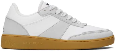 A.p.c. Two-tone Synthetic Leather Plain Sneakers In White