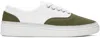 Apc White & Khaki Plain Simple Sneakers In Tjb Kaki/white