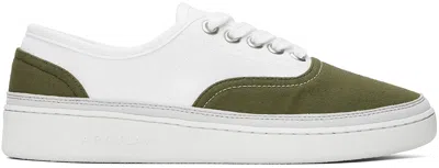 Apc White & Khaki Plain Simple Sneakers In Tjb Kaki/white