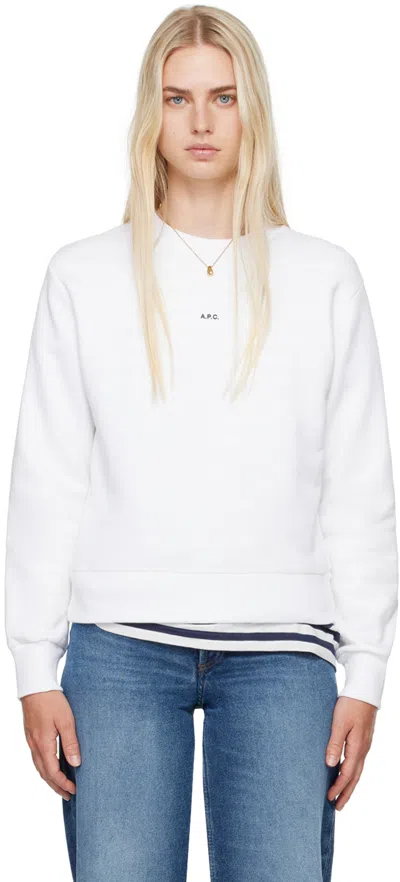 Apc White Boxy Printed Micro Logo Sweatshirt In Tag White/black