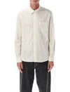 Apc Striped Long Sleeve Shirt With Chest Pocket In White