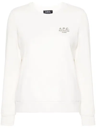 Apc Craie Embroidered-logo Sweatshirt In White