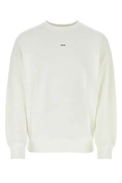 Apc White Cotton Sweatshirt In Blancnoir