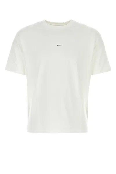Apc White Cotton T-shirt In Blancnoir