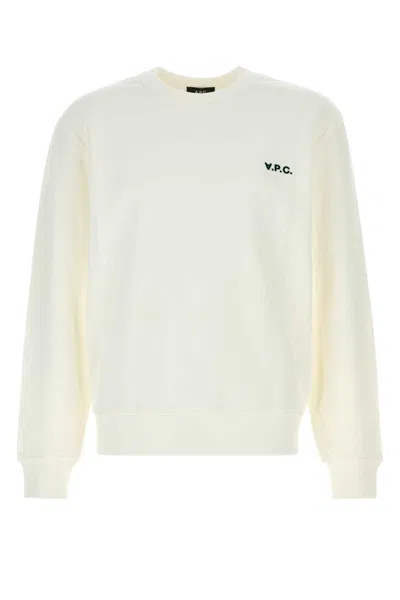 Apc White Crewneck Logo Sweatshirt