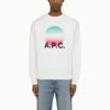 Apc White Crewneck Sweatshirt With Logo And Faded Circle Print For Men In White