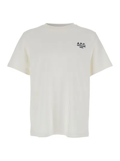 Apc White Crewneck T-shirt With Logo Embroidered On The Front In Cotton Man In Neutral