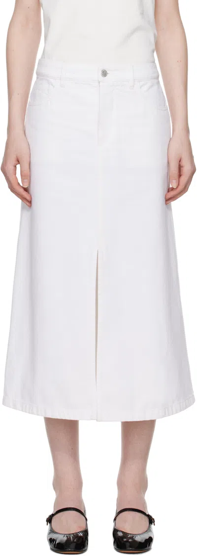 Apc White Georgia Denim Midi Skirt In Aab White