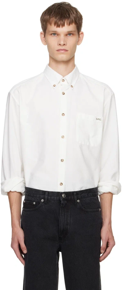 Apc A.p.c. Classic Button-down Shirt With Subtle Logo Detail In Multi