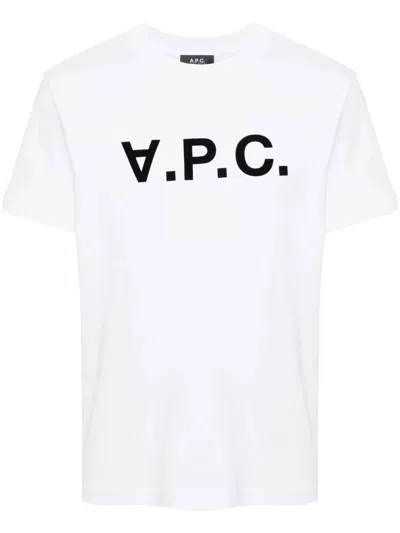 Apc A.p.c. Logoed White Crewneck T Shirt