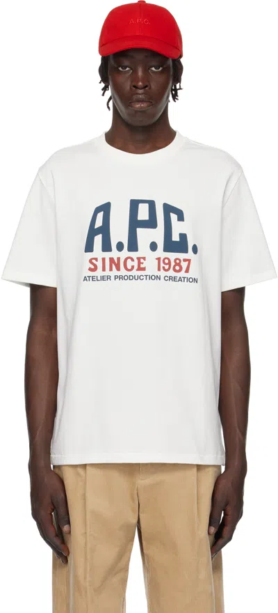 Apc White Print Label T-shirt In Aab White