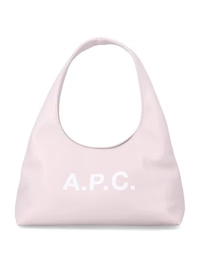 A.p.c. White Recycled Leather Baby Ninon Bag In Pink