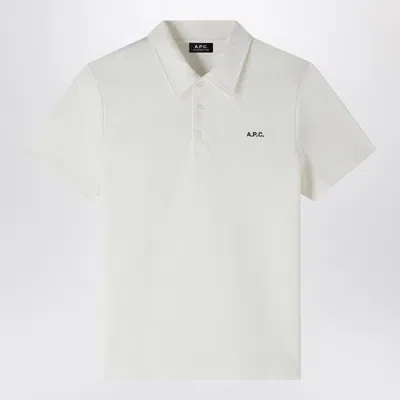 A.p.c. White Shortsleeved Polo Shirt With Logo Embroidery