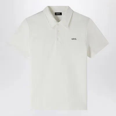 Apc A.p.c. White Short-sleeved Polo Shirt With Logo Embroidery Men