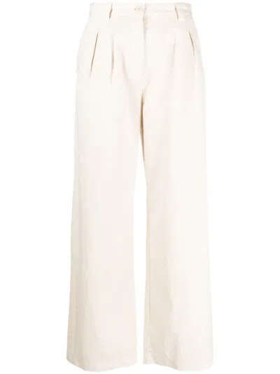 Apc Straight-leg Cotton Trousers In Neutrals