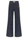 Apc Wide-leg Rigid Denim Jeans With Contrast Stitching In Blue
