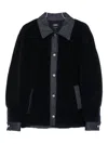 Apc Will Fleece Denim-panel Jacket In Blue