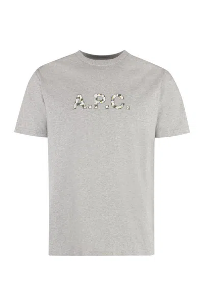 Apc A.p.c. Willow Cotton Crew-neck T-shirt In Gray