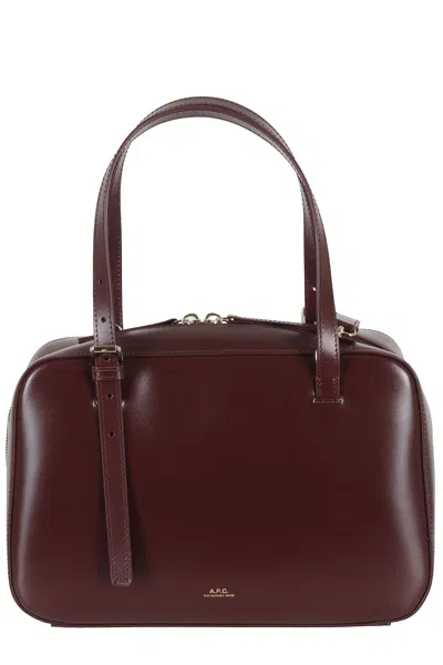 A.p.c. Wine Sac Virginie Box Double-handle Polyurethane Mini Bag In Burgundy