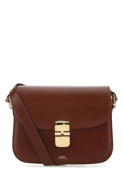 Apc A.p.c. Woman Brown Leather Small Grace Crossbody Bag