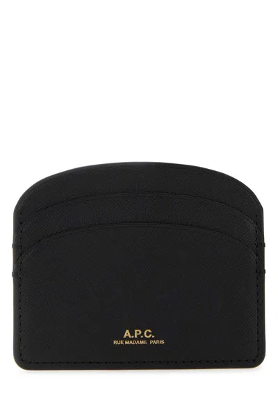 A.P.C. Women Black Leather Demi-Lune Card Holder
