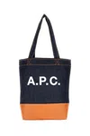 Apc A.p.c. A.p.c Woman Fabric And Leather Tote Bag With Print In Blue