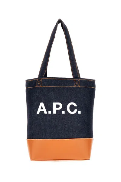 APC A.P.C WOMAN FABRIC AND LEATHER TOTE BAG WITH PRINT