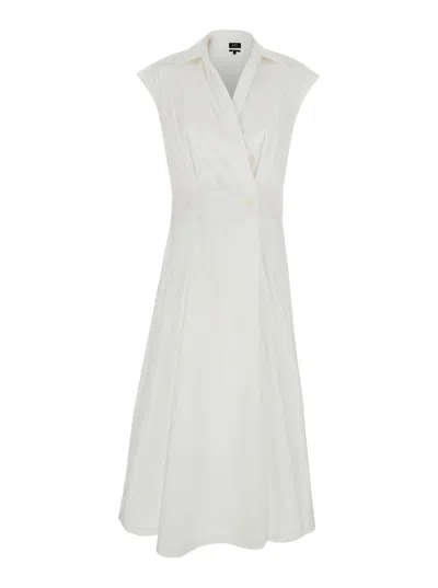 Apc A.p.c. Women 'athena' White Sleeveless V-neck Dress In Cotton Woman