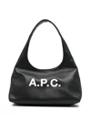 Apc Rounded Silhouette Shoulder Bag With Bold Logo In Black