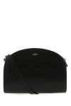 Apc A.p.c. Women Black Leather Mini Demi Lune Shoulder Bag In Black