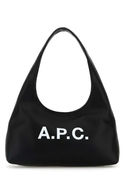 Apc A.p.c. Women Black Synthetic Leather Small Ninon Shoulder Bag