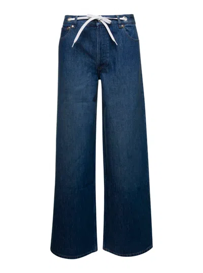 Apc A.p.c. Women Blue Wide Leg Jeans In Denim Woman