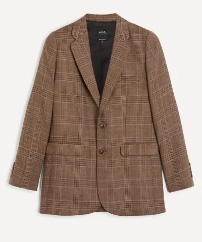 A.p.c. Women's Brown Check Wool Jacket