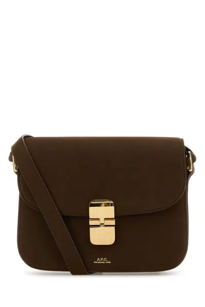 Apc A.p.c. Women Brown Leather Small Grace Crossbody Bag