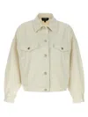 Apc Long-sleeved Single-breasted Denim Jacket In White